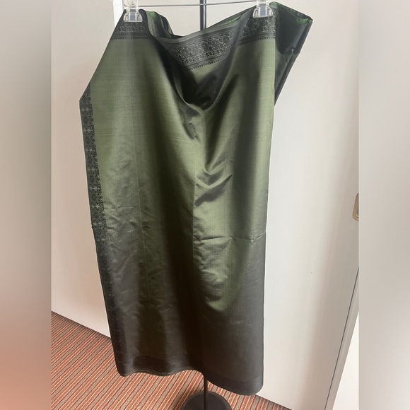 Sophisticated FabIndia style Sari 100% Silk Saree Forest 🌳 green black thread wk - Picture 5 of 14